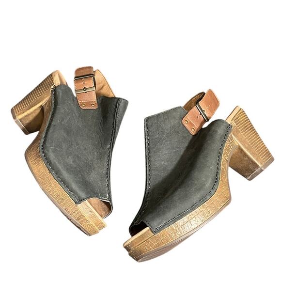 Dansko Reggie Slingback Heel Open Toe Black & Brown Leather Size 40 US‎ 9.5-10 - Picture 1 of 7